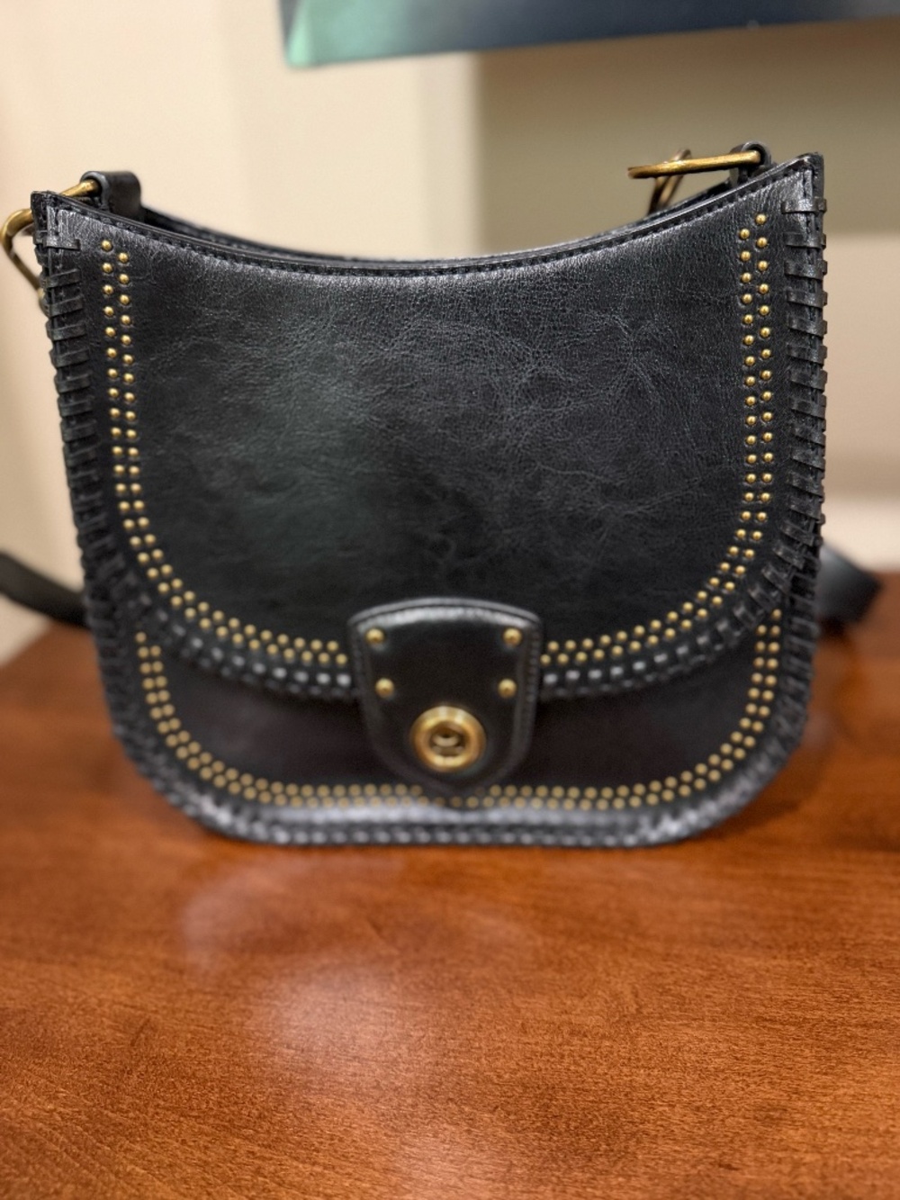 Lauren Ralph Lauren Black Purse with Gold Studs